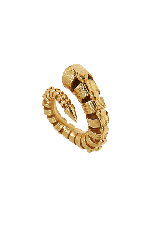 SURREALIST BOAR HORN RING - 18K gold-plated bronze