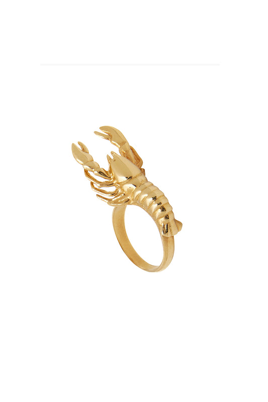 ANEL LAGOSTA SURREALISTA - Bronze banhado a ouro 18K