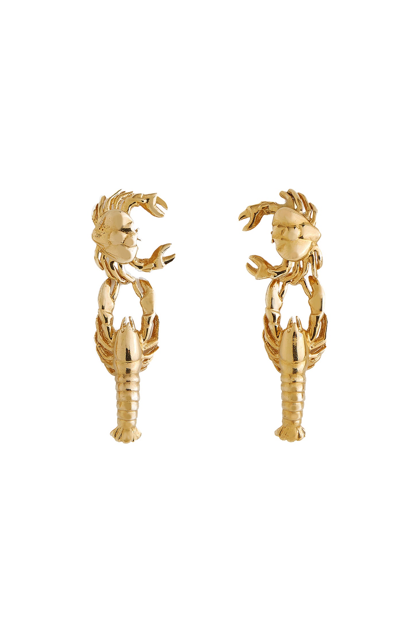 SURREALIST LOBSTER AND CRAB EARRINGS - 18K gold-plated bronze